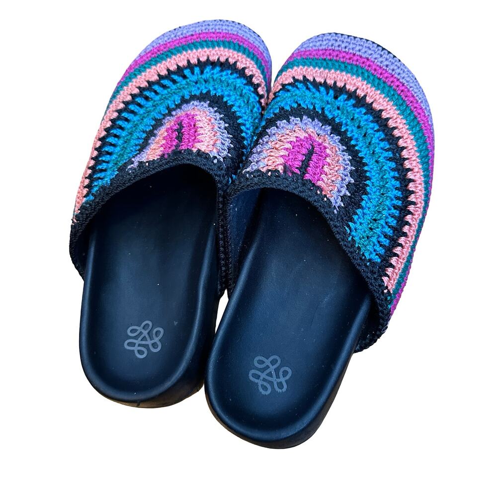 The Sak Bolinas Clog Rainbow Multi Color Hand Crochet Slip On Shoes Granny 8 - Picture 6 of 7